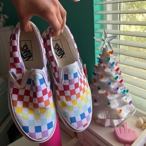 Rainbow slip on vans